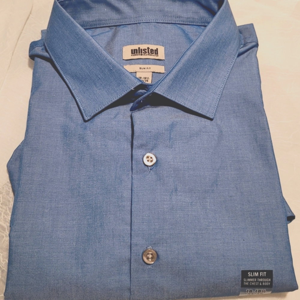 Kenneth Cole Unlisted 2XL Hazy Blue Dress Shirt
